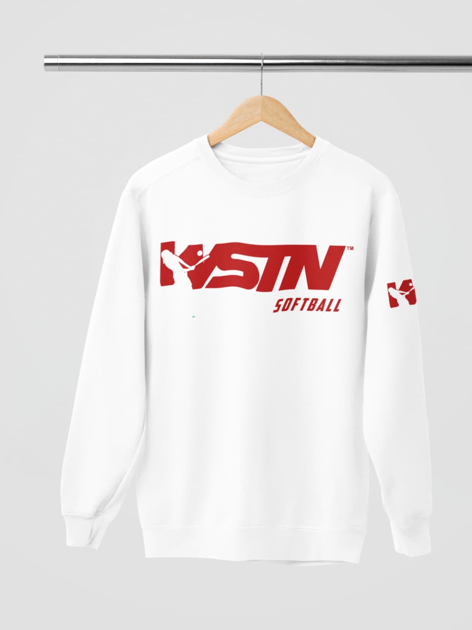 WSTN Softball White Crewneck Sweetshirts