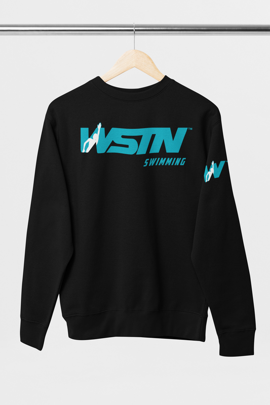 WSTN Swimming Black Crewneck Sweetshirts