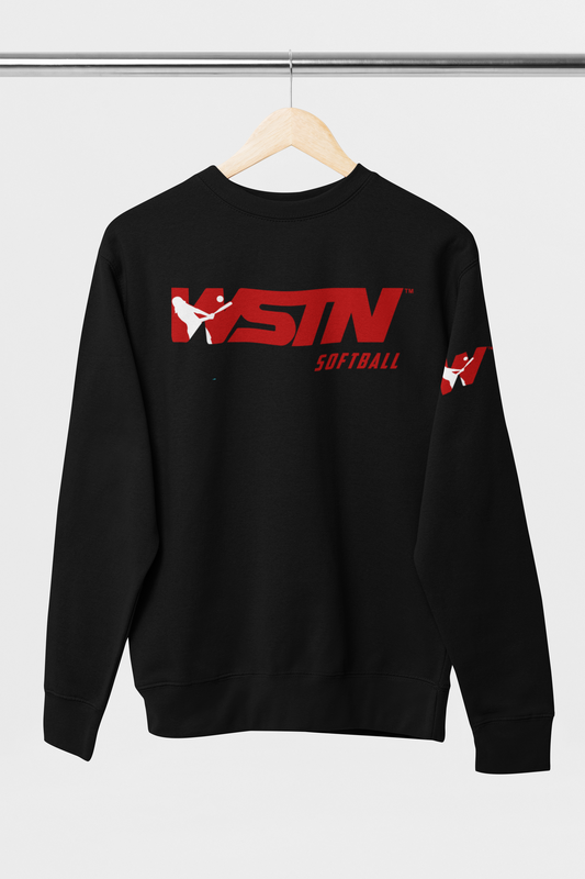 WSTN Softball Black Crewneck Sweetshirts