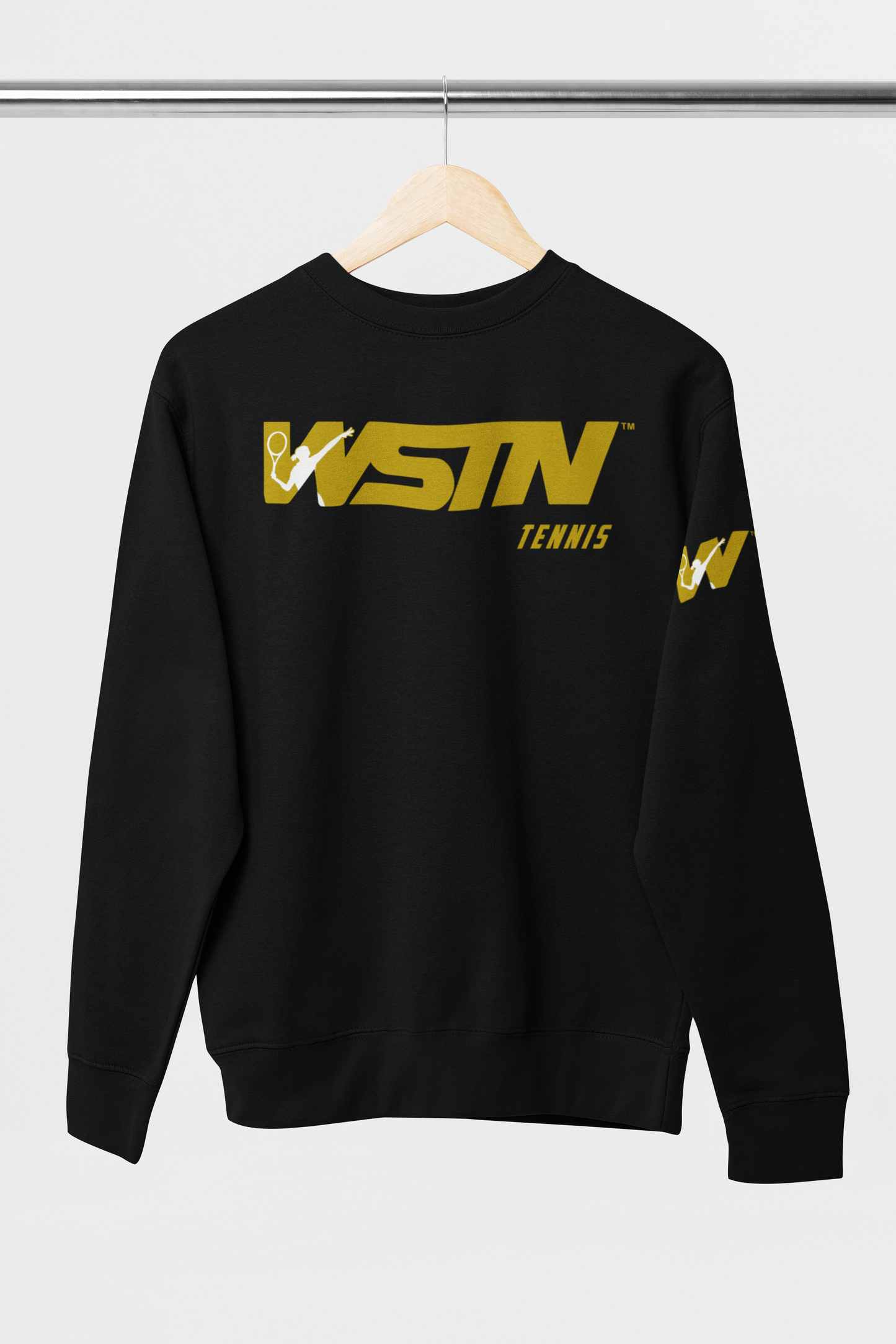 WSTN Tennis Black Crewneck Sweetshirts