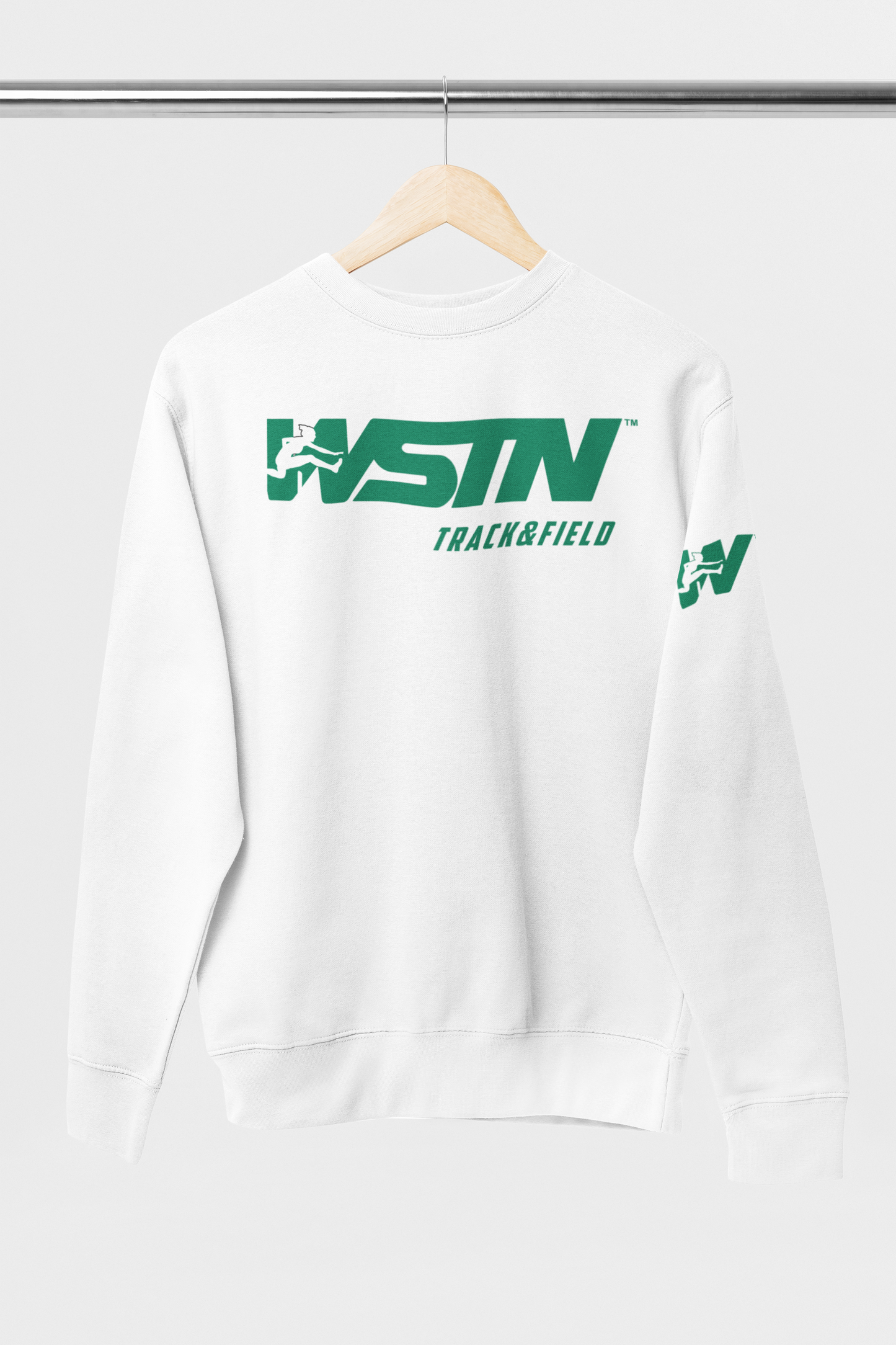 WSTN Track White Crewneck Sweetshirts