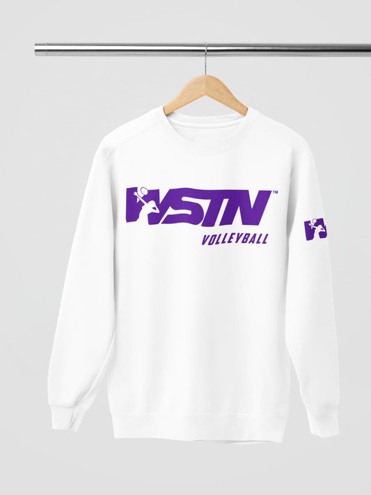 WSTN Volleyball White Crewneck Sweetshirts