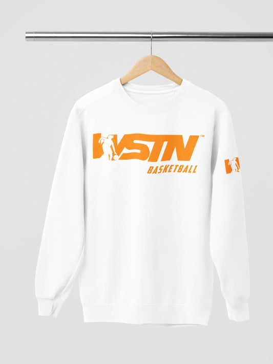 WSTN Basketball White Crewneck Sweetshirts