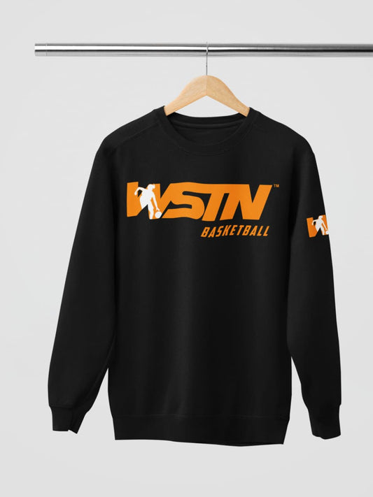 WSTN Basketball Black Crewneck Sweetshirts